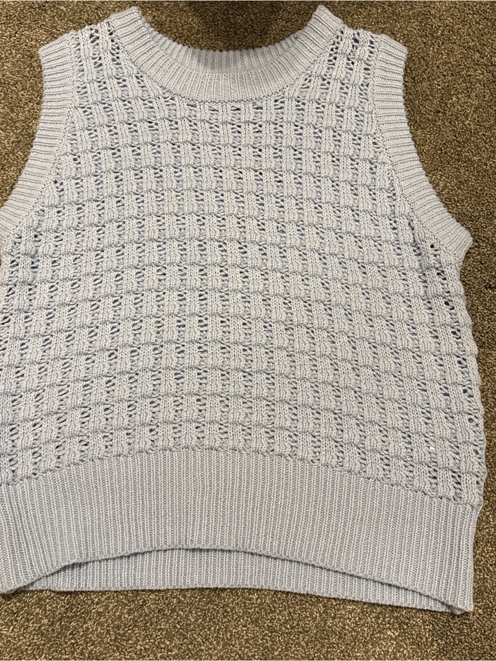 Women's Light Gray V-Neck Knit Sweater Vest
